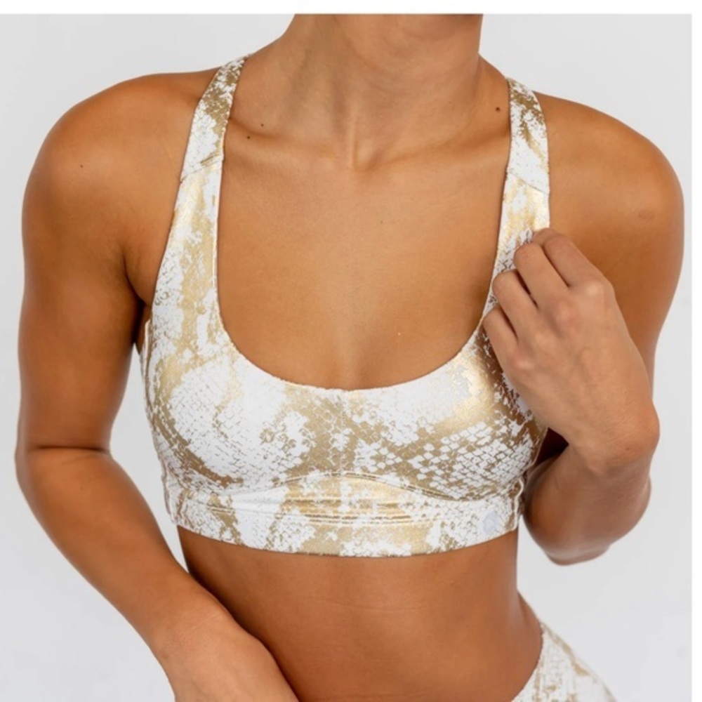 Carbon38 Metallic Snake Contour Cross-Back Bra - image 7